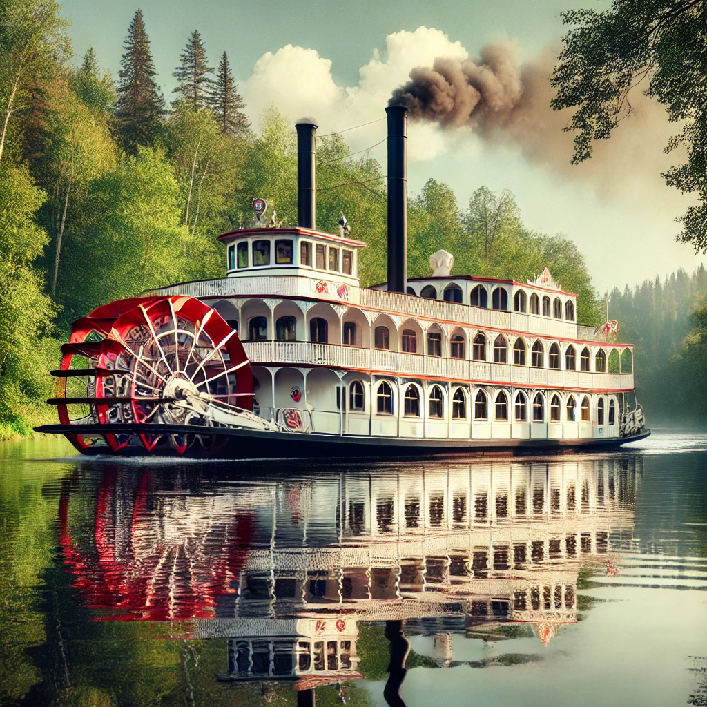 a steamboat on a river